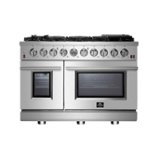 Forno Appliances - 48 in. Wide 8 Burner Massimo 6.58 cu.ft. Freestanding Double Oven Gas Convection Range with Air Fryer Kit - Stainless Steel