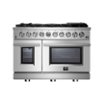 Forno Appliances - 48 in. Wide 8 Burner Massimo 6.58 cu.ft. Freestanding Double Oven Gas Convection Range with Air Fryer Kit - Stainless Steel