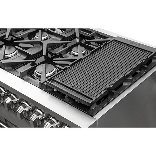 Forno Appliances - 48 in. Wide 8 Burner Massimo 6.58 cu.ft. Freestanding Double Oven Gas Convection Range with Air Fryer Kit - Stainless Steel