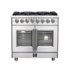 Forno Appliances - 36 in. Wide 6 Burner Massimo 5.36 cu.ft. Freestanding Dual Fuel Convection Range with Steam Cleaning and French Doors - Stainless Steel