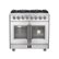 Forno Appliances - 36 in. Wide 6 Burner Massimo 5.36 cu.ft. Freestanding Dual Fuel Convection Range with Steam Cleaning and French Doors - Stainless Steel
