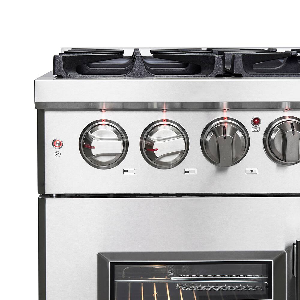 Forno Appliances - 36 in. Wide 6 Burner Massimo 5.36 cu.ft. Freestanding Dual Fuel Convection Range with Steam Cleaning and French Doors - Stainless Steel