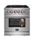 Forno Appliances - 30 in. Wide 5 Burner Massimo 4.32 cu. ft. Freestanding Gas Range with Steam Cleaning and Air Fryer Kit - Stainless Steel