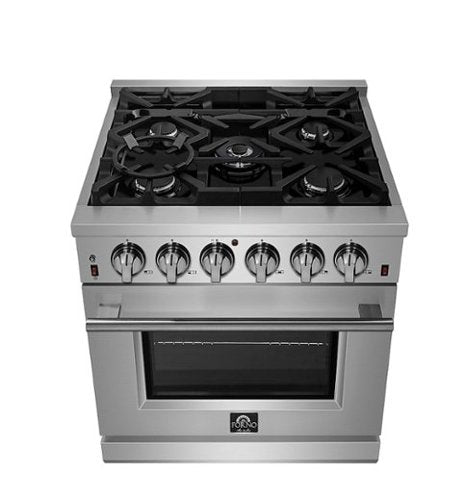 Forno Appliances - 30 in. Wide 5 Burner Massimo 4.32 cu. ft. Freestanding Gas Range with Steam Cleaning and Air Fryer Kit - Stainless Steel