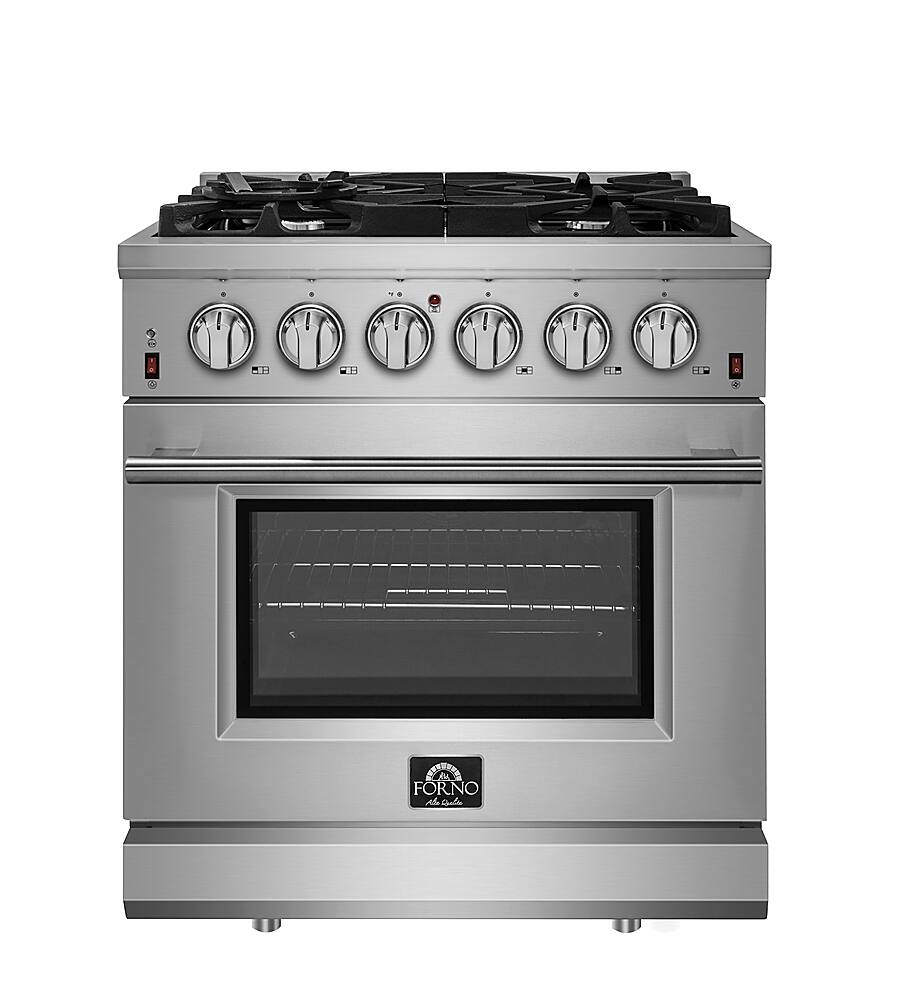 Forno Appliances - 30 in. Wide 5 Burner Massimo 4.32 cu. ft. Freestanding Gas Range with Steam Cleaning and Air Fryer Kit - Stainless Steel