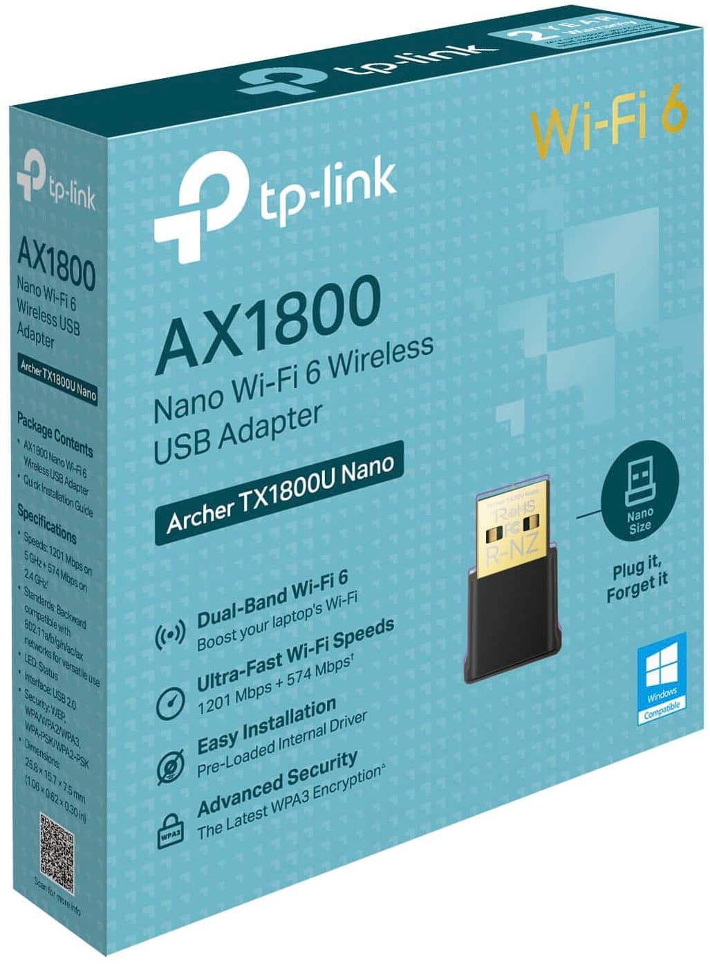 TP-Link - AX1800 Nano Wi-Fi 6 Wireless USB Adapter - Black