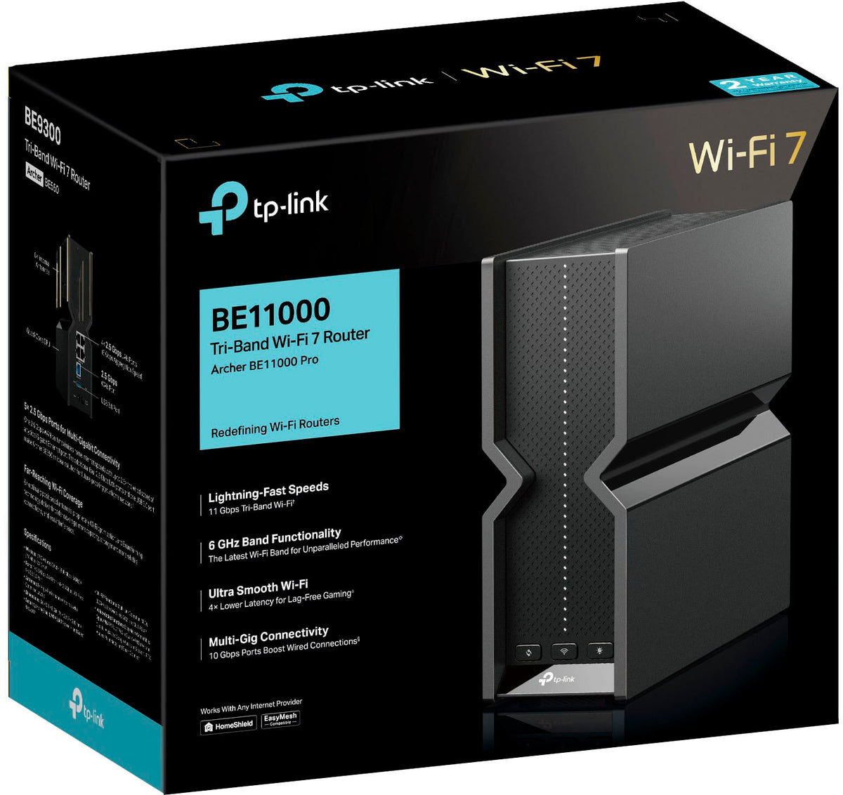TP-Link - Archer BE11000 Tri-Band Wi-Fi 7 Router - Black