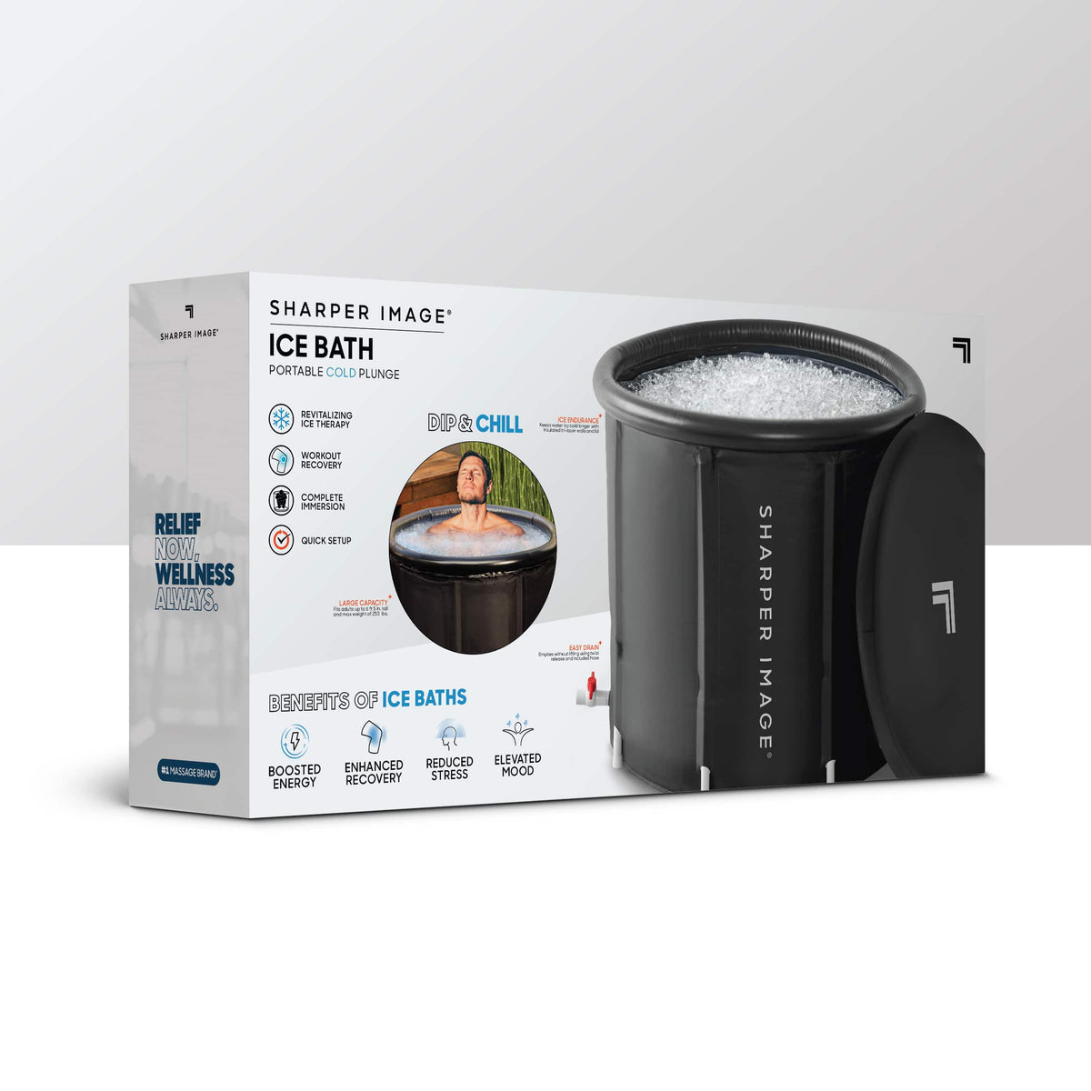Sharper Image - Ice Bath Portable Cold Plunge, Revitalizing Ice Therapy, Workout Recovery - Black