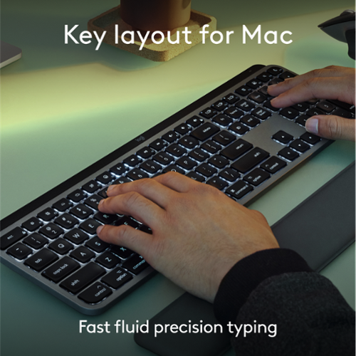 Logitech - MX Keys S for Mac Advanced Full-size Wireless Scissor Keyboard with Backlit keys for MacBook, iMac, iPad - Space Gray