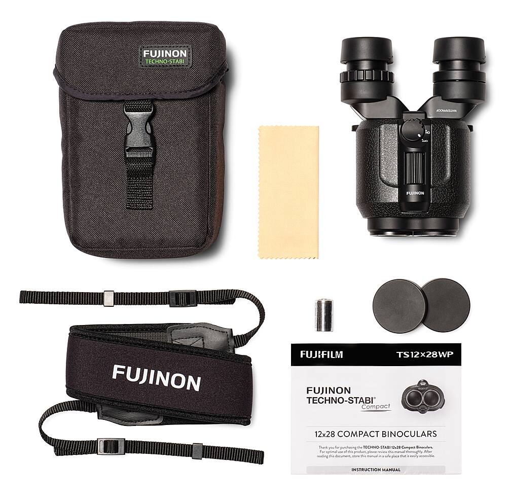 Fujinon - Techno-Stabi TS12x28WP Compact Binoculars with Electronic Stabilization - Black