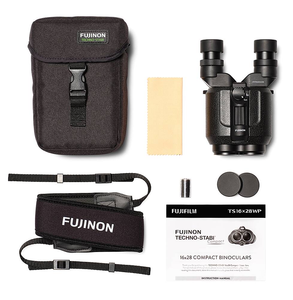Fujinon - Techno-Stabi TS16x28WP Compact Binoculars with Electronic Stabilization - Black