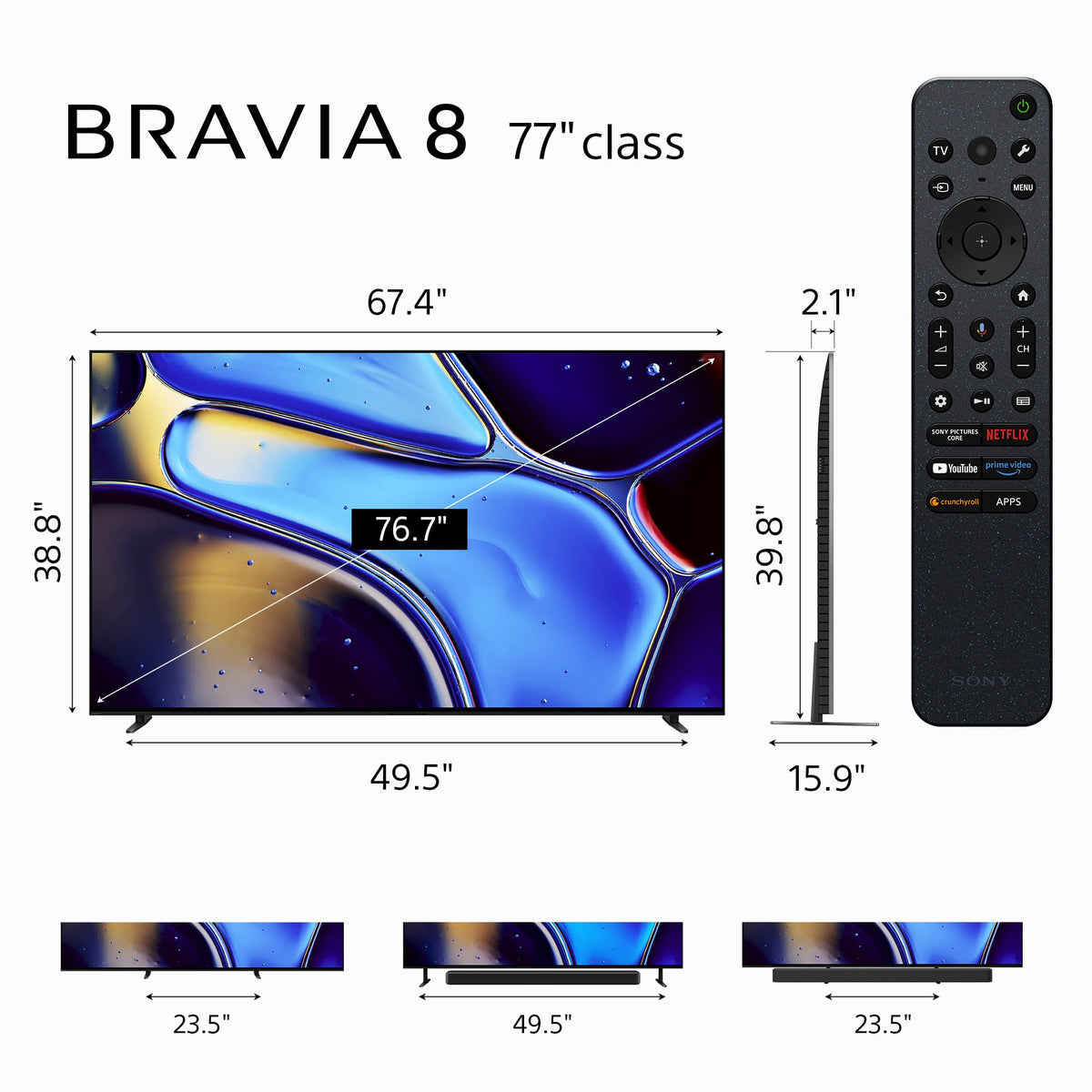 Sony - 77" Class BRAVIA 8 OLED 4K UHD Smart Google TV (2024)