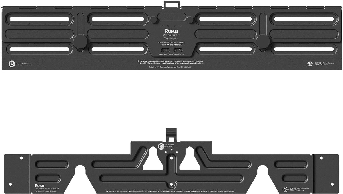 Roku - Wall Mount Kit for 55” Pro Series TV - Ultra-Slim with Minimalist, Flat Design - Hinged Mount for Easy Access to Cables - Black