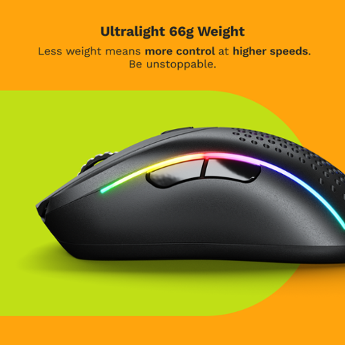 Glorious - Model D 2 Wireless Optical RGB Gaming Mouse with 6 Programmable Buttons - Wireless - Matte Black