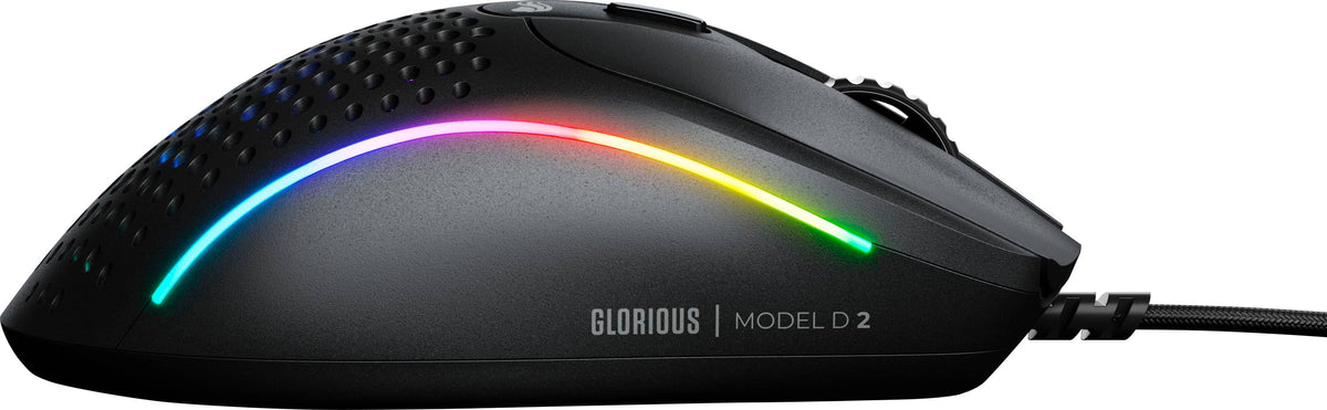 Glorious - Model D 2 Wired Optical RGB Gaming Mouse with 6 Programmable Buttons - Wired - Matte Black