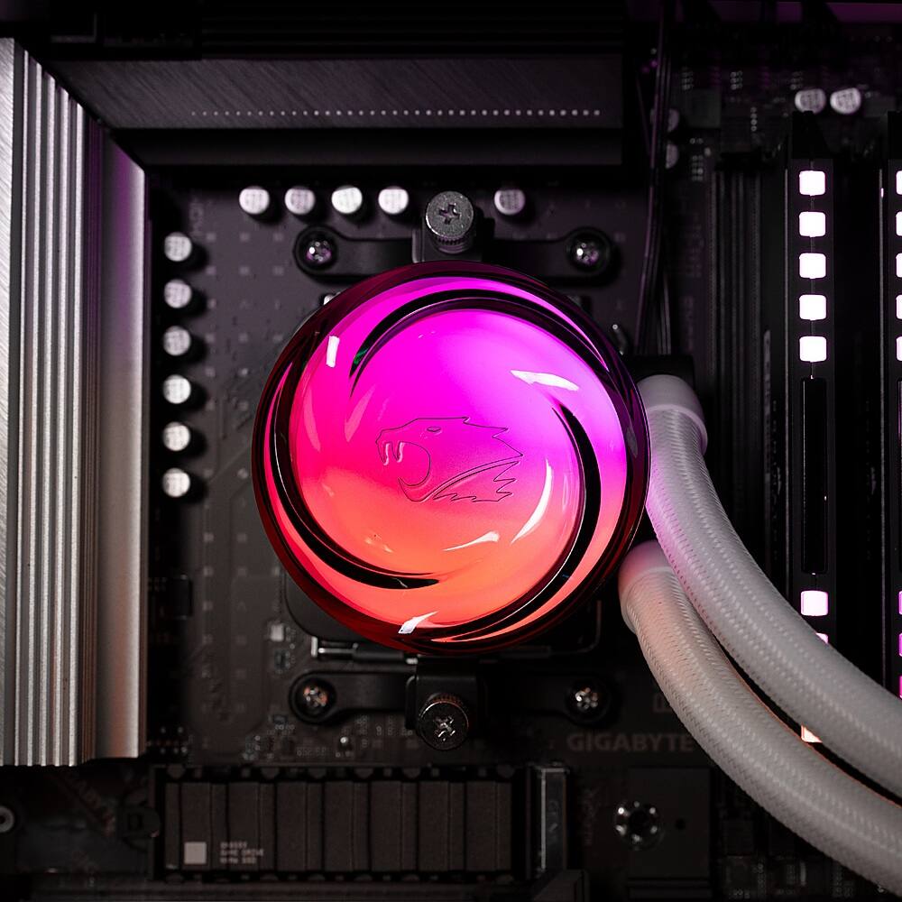 iBUYPOWER - AW4 240mm Radiator CPU Liquid Cooler (2 x 120mm Core Fans) with RGB Display - White