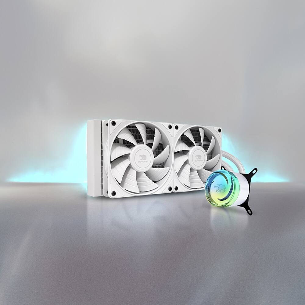 iBUYPOWER - AW4 240mm Radiator CPU Liquid Cooler (2 x 120mm Core Fans) with RGB Display - White