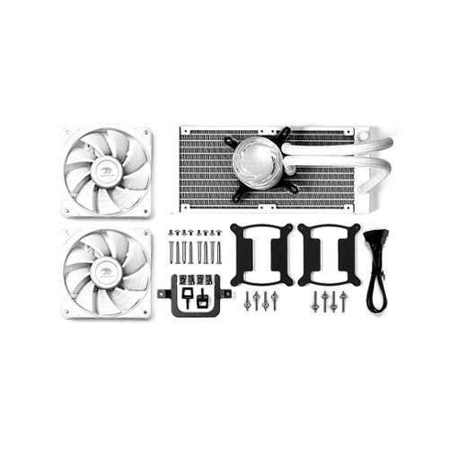 iBUYPOWER - AW4 240mm Radiator CPU Liquid Cooler (2 x 120mm Core Fans) with RGB Display - White