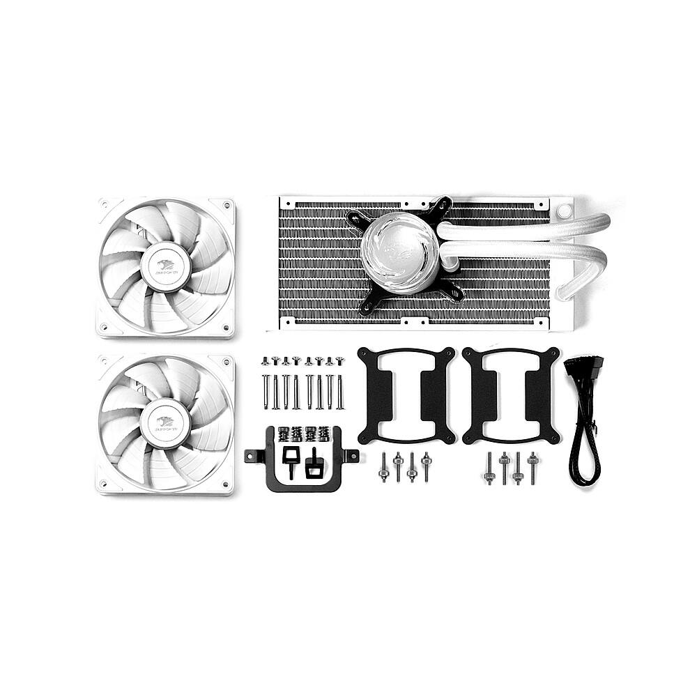 iBUYPOWER - AW4 240mm Radiator CPU Liquid Cooler (2 x 120mm Core Fans) with RGB Display - White