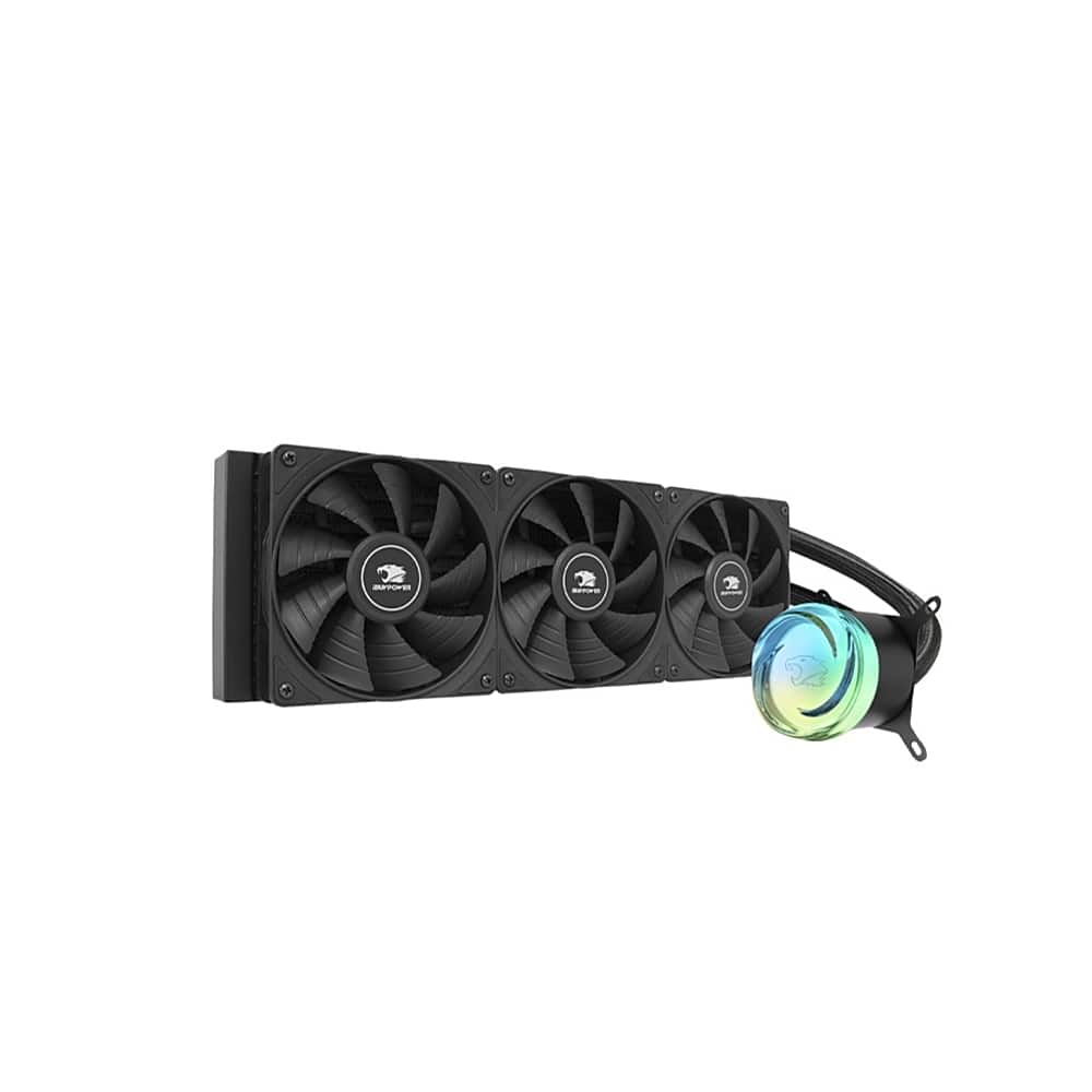 iBUYPOWER - AW4 360mm Radiator CPU Liquid Cooler (3 x 120mm Core Fans) with RGB Display - Black