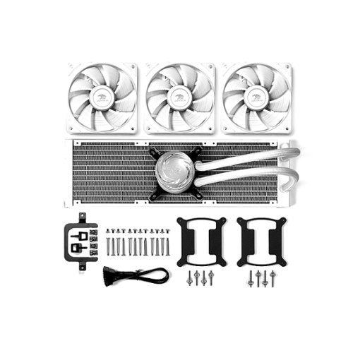 iBUYPOWER - AW4 360mm Radiator CPU Liquid Cooler (3 x 120mm Core Fans) with RGB Display - White
