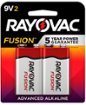 Rayovac - Fusion 9V Batteries (2 Pack), Alkaline 9 Volt Batteries