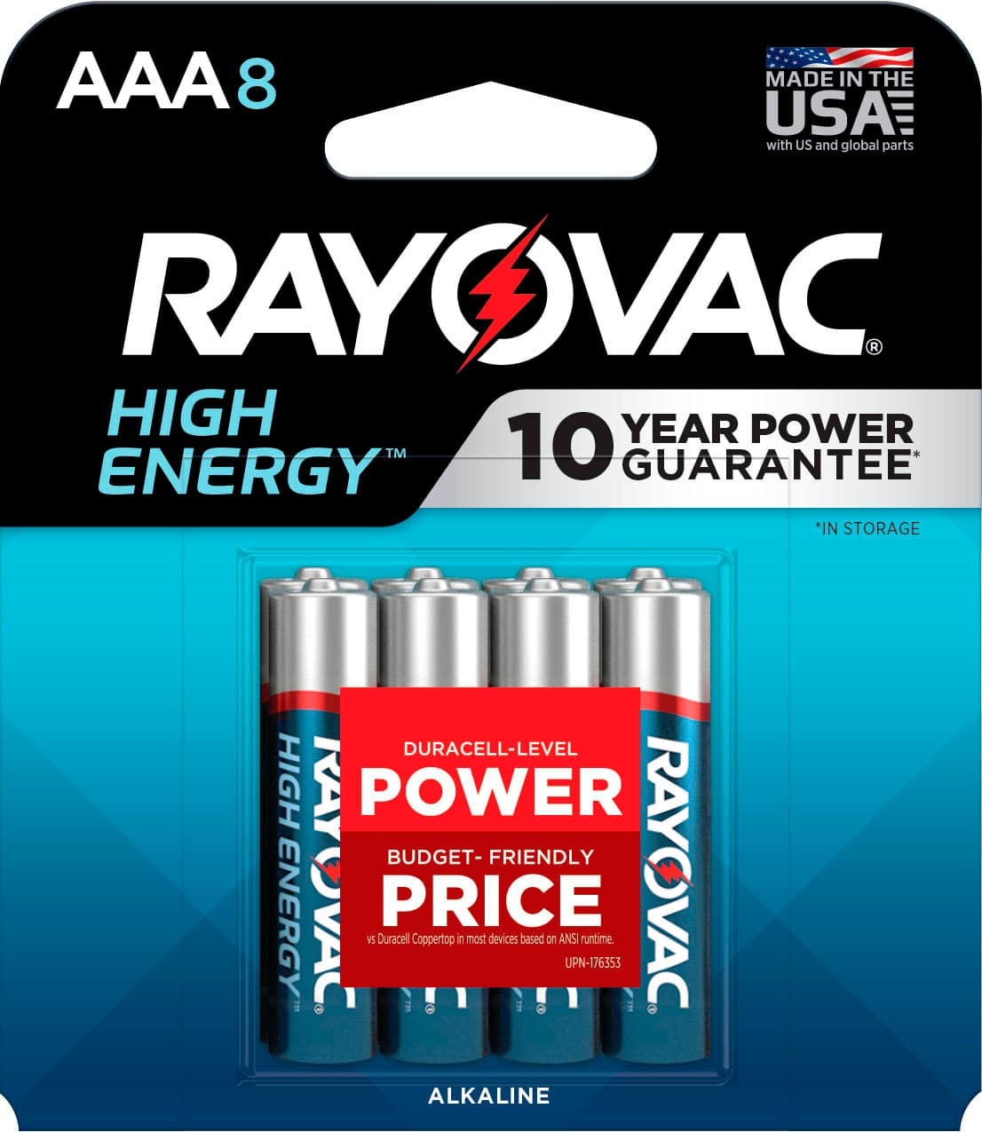 Rayovac - High Energy AAA Batteries (8 Pack), Alkaline Triple A Batteries