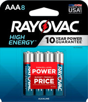 Rayovac - High Energy AAA Batteries (8 Pack), Alkaline Triple A Batteries