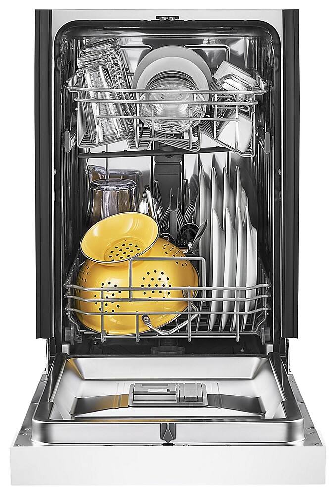 Whirlpool - 18 inch Front Control Built-In Stainless Steel Tub Dishwasher with Cycle Memory and 50 dBA - White