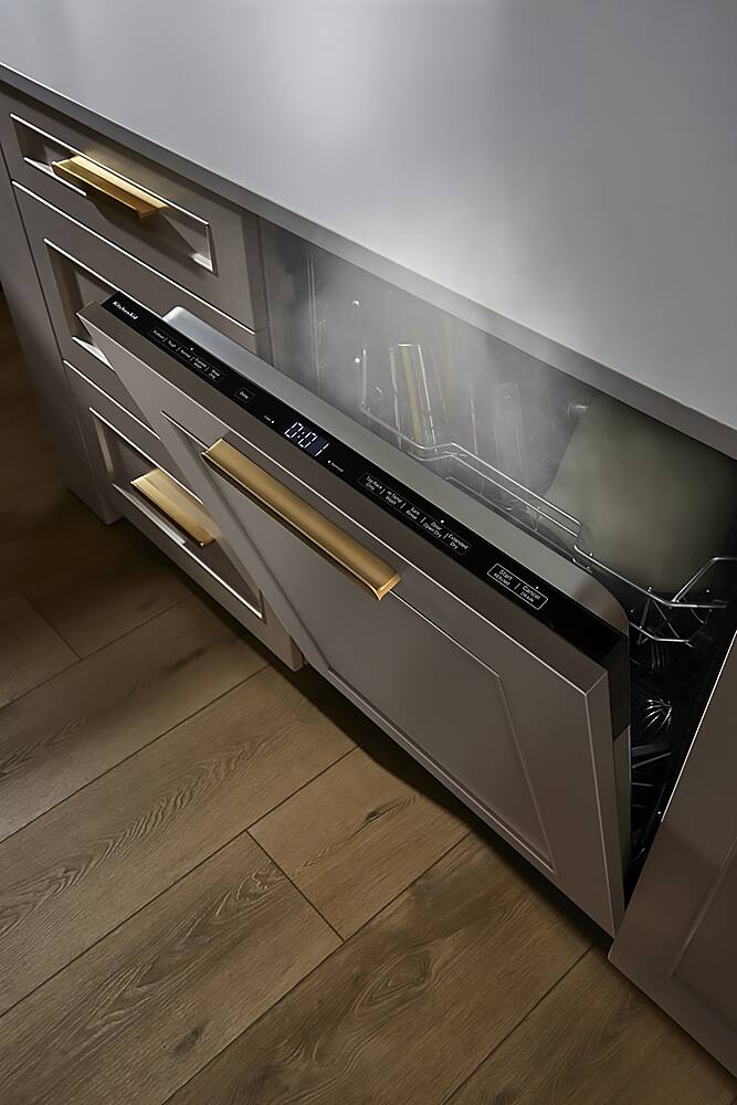 KitchenAid - 24 inch Top Control Built-In Stainless Steel Tub Dishwasher with Panel-Ready Design and 44 dBA - Custom Panel Ready