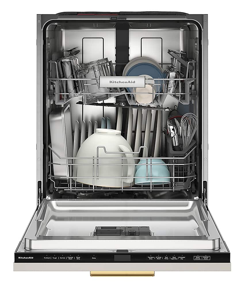 KitchenAid - 24 inch Top Control Built-In Stainless Steel Tub Dishwasher with Panel-Ready Design and 44 dBA - Custom Panel Ready