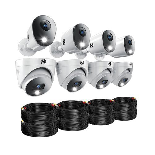 Night Owl - 12 Channel 8 Camera Indoor/Outdoor Wired 2K 2TB DVR Security System with 2-way Audio - Black/White