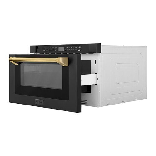 ZLINE - Autograph Edition 24 in. Built-in Microwave Drawer in - Black Stainless Steel and Gold Accents
