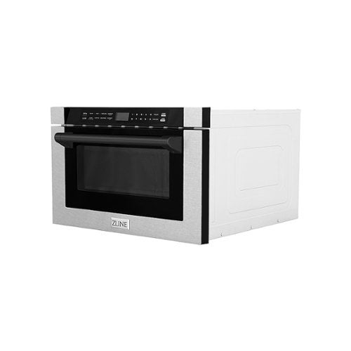 ZLINE - Autograph 24 in. Microwave Drawer with Traditional Handle in Satin Steel and Black Accents - Stainless Steel and Matte Black Accents