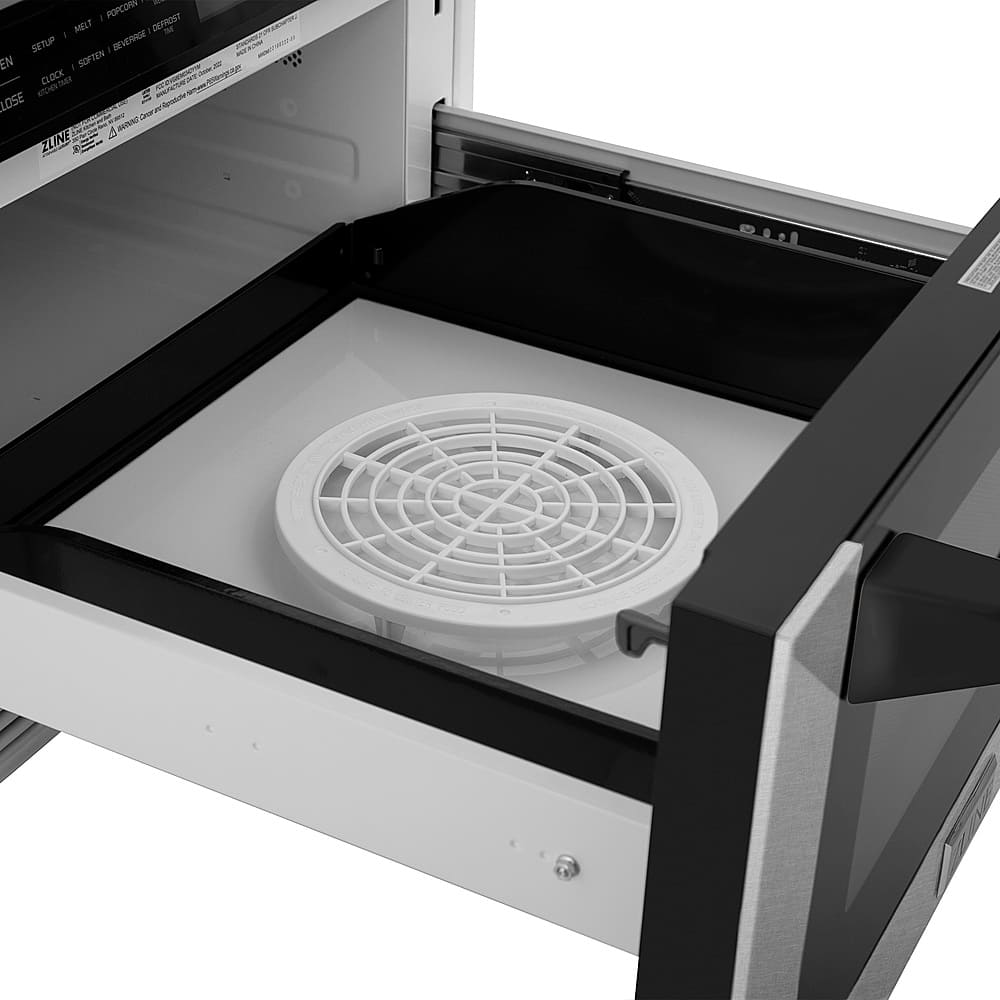 ZLINE - Autograph 24 in. Microwave Drawer with Traditional Handle in Satin Steel and Black Accents - Stainless Steel and Matte Black Accents