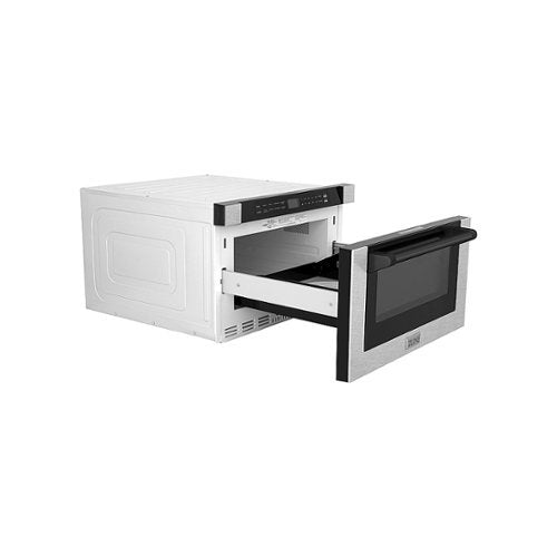 ZLINE - Autograph 24 in. Microwave Drawer with Traditional Handle in Satin Steel and Black Accents - Stainless Steel and Matte Black Accents