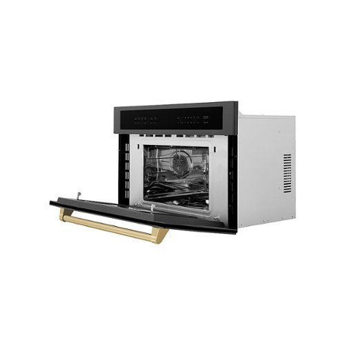 ZLINE - Autograph 30" 1.6 cu ft. Built-in Convection Microwave Oven and Champagne Bronze Accents - Black Stainless Steel