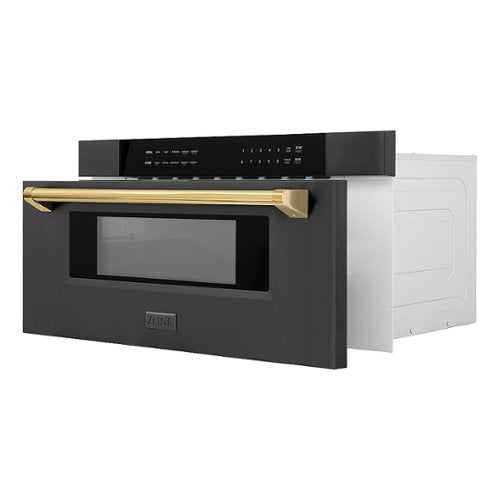 ZLINE - Autograph Edition 30 in. Built-in Microwave Drawer - Black Stainless Steel and Gold Accents
