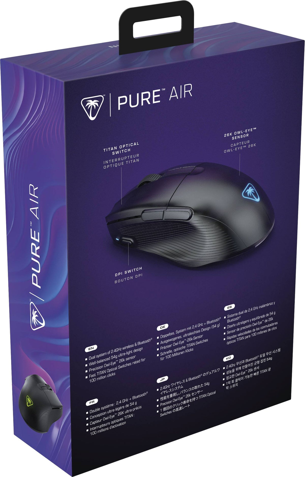 Turtle Beach - Pure Air Ultra-Light Wireless Ergonomic RGB Gaming Mouse with 26K DPI Optical Sensor & 125 hour Battery - Wireless - Black