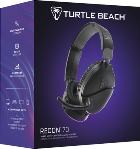 Turtle Beach - Recon 70 Wired Over-Ear Multiplatform Gaming Headset for PC, PS5, PS4, Xbox Series X|S, Xbox One & Mobile - Black