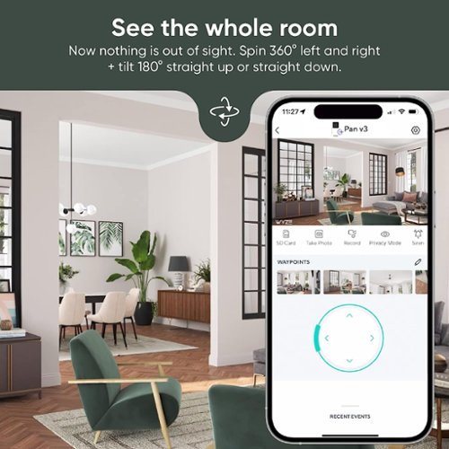 Wyze - Pan v3 Indoor/Outdoor Pan/Tilt/Zoom 1080p Security Camera - Black