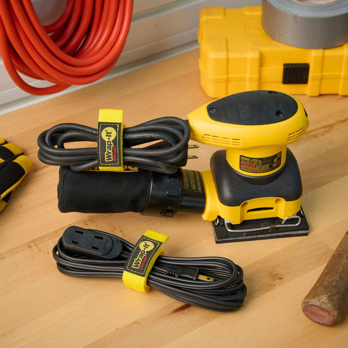 Wrap-It Storage - Quick-Straps - 12-inch (3-Pack) - Weatherproof Hook and Loop Strap - Yellow