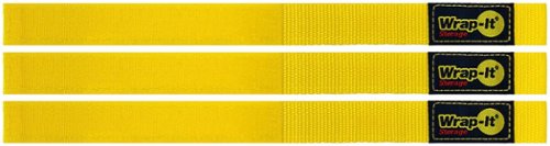 Wrap-It Storage - Quick-Straps - 12-inch (3-Pack) - Weatherproof Hook and Loop Strap - Yellow