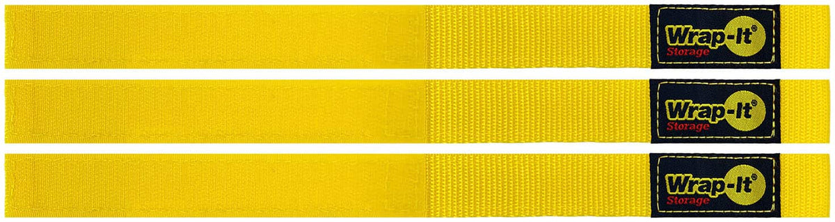 Wrap-It Storage - Quick-Straps - 12-inch (3-Pack) - Weatherproof Hook and Loop Strap - Yellow