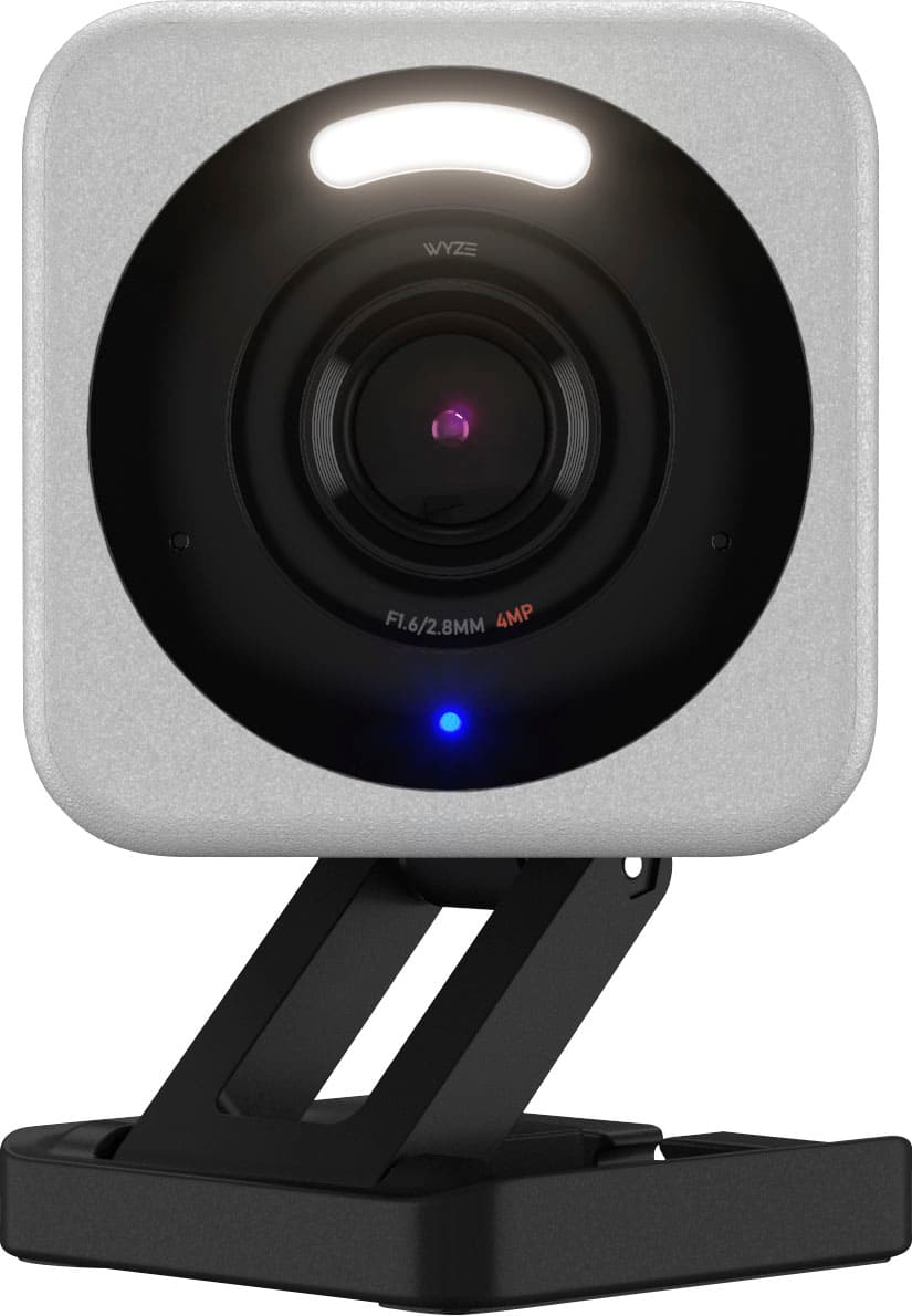 Wyze - Cam v4 - Indoor/Outdoor, Plug-in, 2.5K WiFi Security Camera with Color Night Vision & Motion Activated Spotlight - Gray