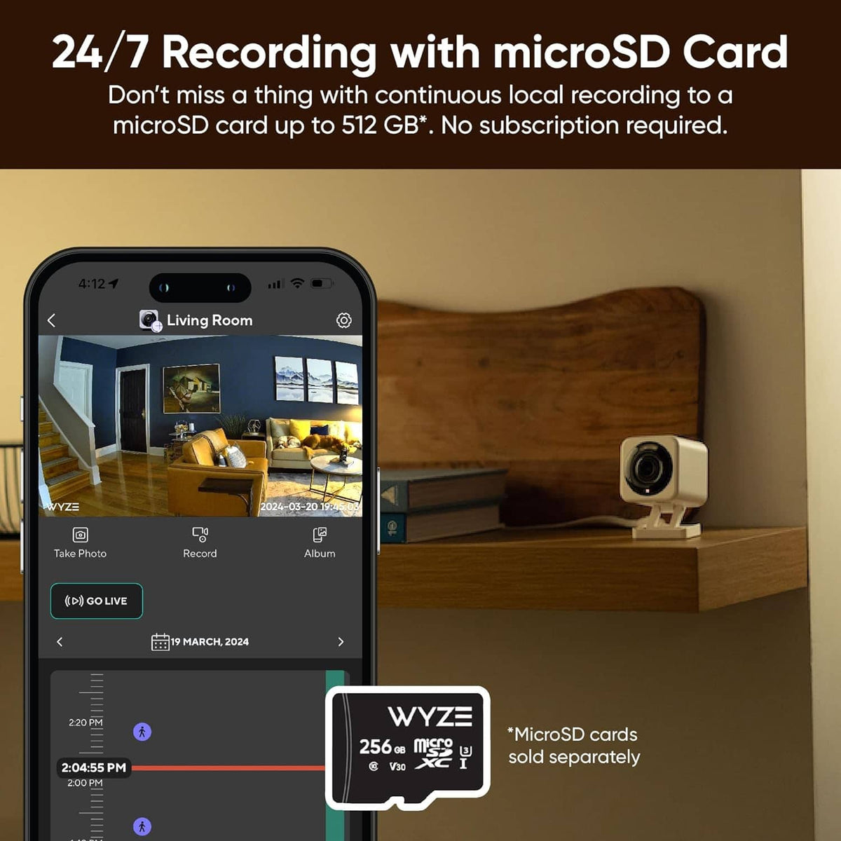 Wyze - Cam v4 - Indoor/Outdoor, Plug-in, 2.5K WiFi Security Camera with Color Night Vision & Motion Activated Spotlight - Gray
