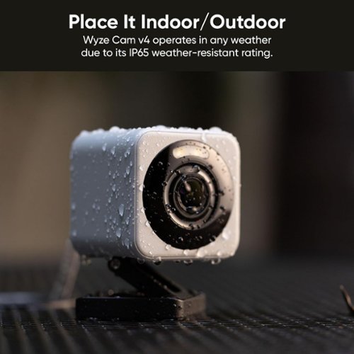 Wyze - Cam v4 - Indoor/Outdoor, Plug-in, 2.5K WiFi Security Camera with Color Night Vision & Motion Activated Spotlight - Gray