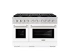 ZLINE - 48 in. Wide 8 Burner Paramount Double Oven Gas Range with 8 Burner Cooktop (SGR-WM-48) - Satin Steel/White Matte