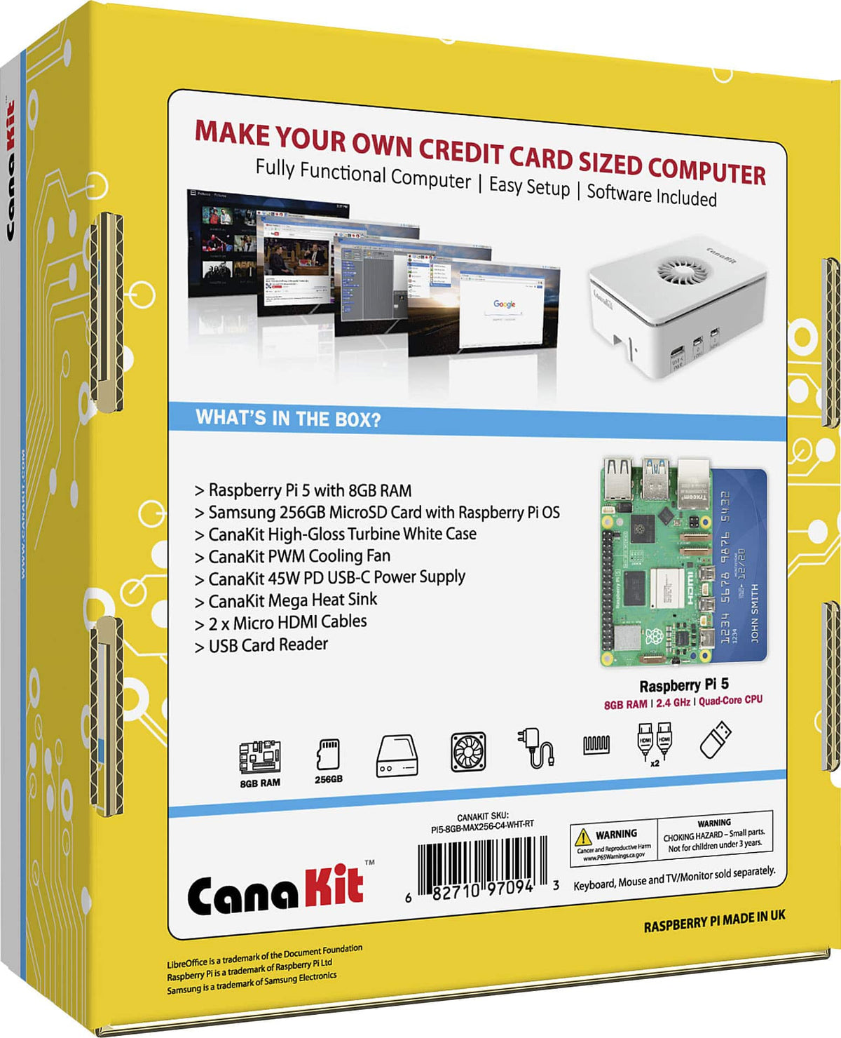 CanaKit - Raspberry Pi 5 Starter MAX Kit (8GB) - Turbine White