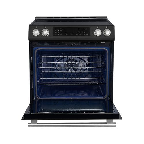 Forno Appliances - 30 in. Wide 4 Elements Donatello 5.0 cu.ft. Slide-In Electric Induction True Convection Range with Antique Brass Accents - Black